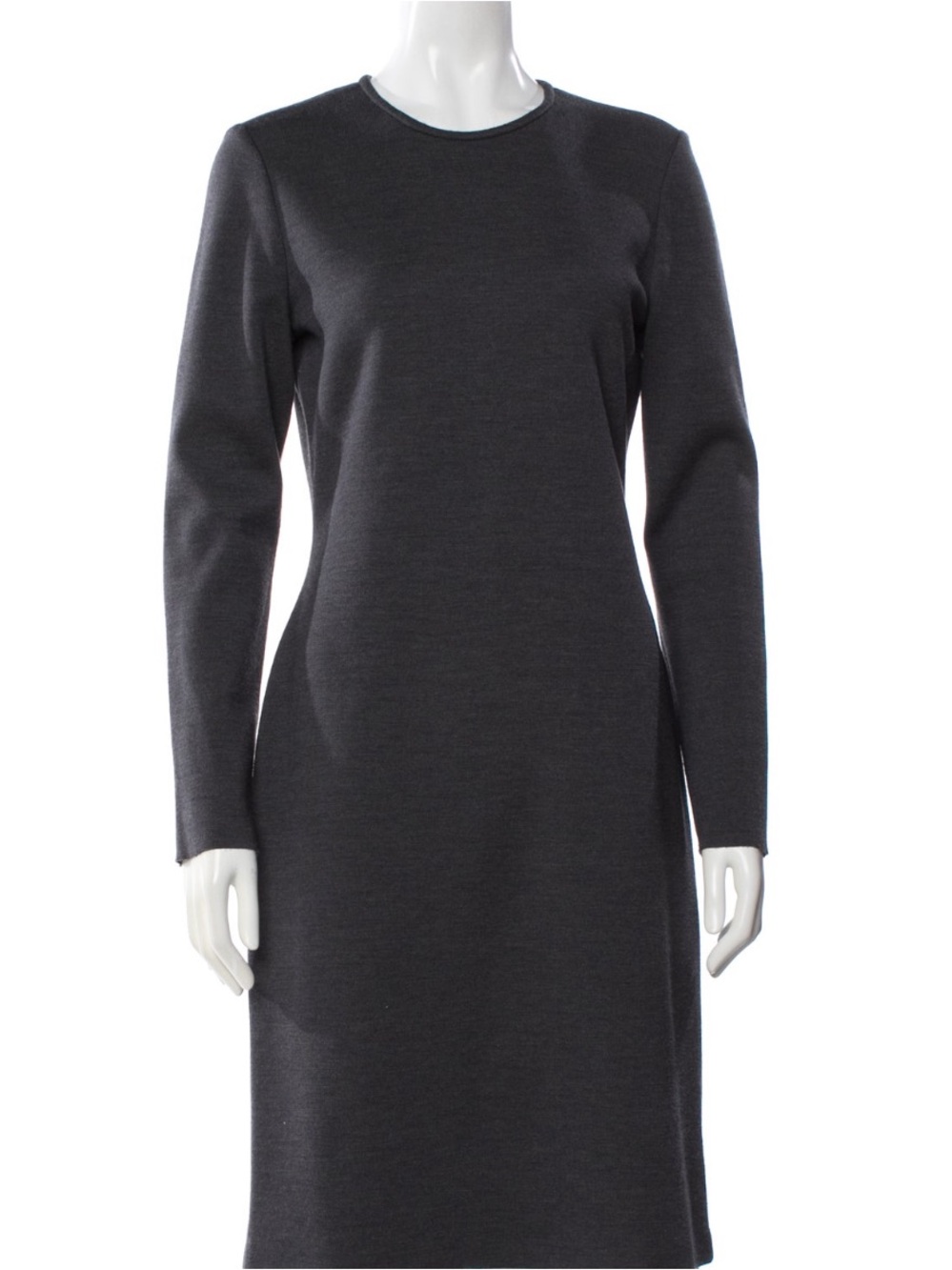 Classic St. John Grey Charcoal Knit Long-Sleeve Shift Dress – Size 8 - Picture 3 of 12